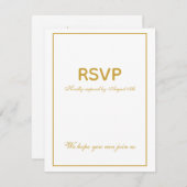 Elegante  Wit Goud Eenvoudige Bruiloft RSVP Kaartje (Voorkant / Achterkant)