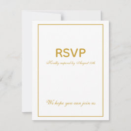 Elegante  Wit Goud Eenvoudige Bruiloft RSVP Kaartje