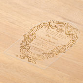 Elegante Wit Goud Lijst Islamitische bruiloft Acryl Uitnodigingen (Laagn)