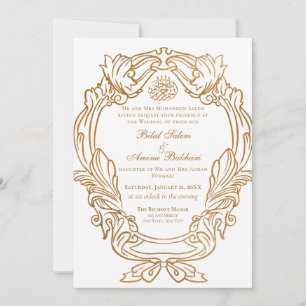 Elegante Wit Goud Lijst Islamitische bruiloft Kaart