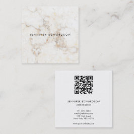 Elegante wit goud marmer QR code professional Vierkante Visitekaartje