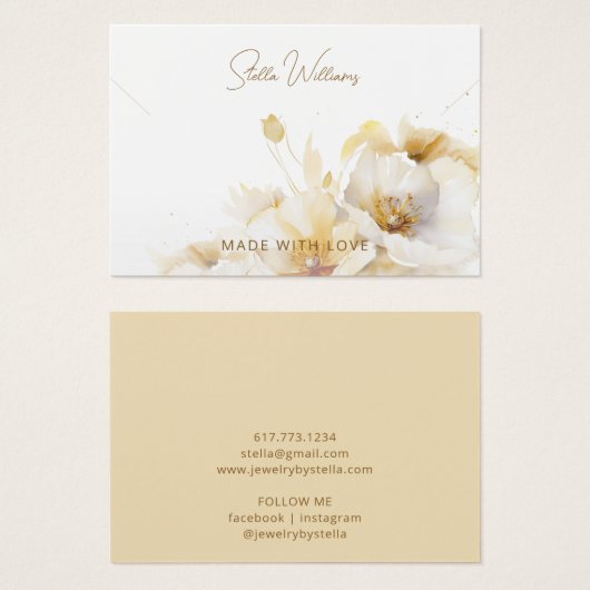 Elegante Wit Gouden Bloem Ketting Display Kaart (Voorkant /achterkant)