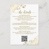 Elegante Wit & Gouden Huwelijk QR Code Details Informatiekaartje (Voorkant)