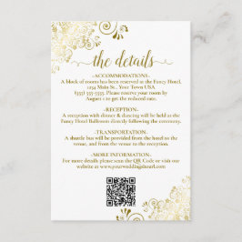 Elegante Wit & Gouden Huwelijk QR Code Details Informatiekaartje