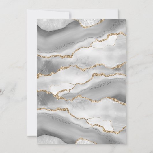 Elegante wit gouden marmeren agaat geode bruiloft kaart (Achterkant)