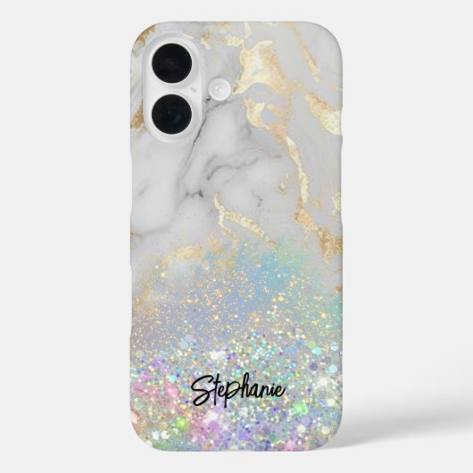 Elegante wit gouden marmeren glitter uniek Case-Mate iPhone case (Achterkant)