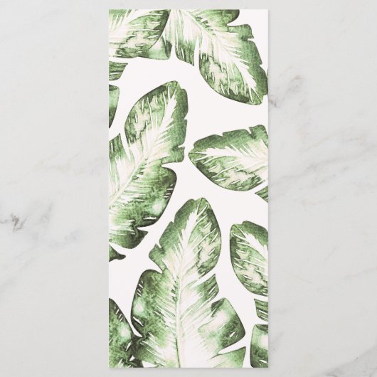 Elegante wit groene tropische bladeren bruiloft me menu (Achterkant)