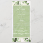 Elegante wit groene tropische bladeren bruiloft me menu (Voorkant)