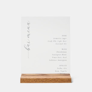 Elegante Wit-Minimalistische Barmenu Acryl Bord