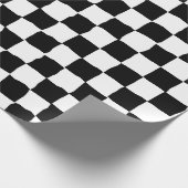 Elegante wit-zwarte schaakbordschildering cadeaupapier (Hoek)