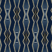 Elegante Witch Blue en Gold Art Deco Patroon Inpakpapier Vel