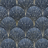 Elegante Witch Blue en Gold Art Deco Patroon Inpakpapier Vel