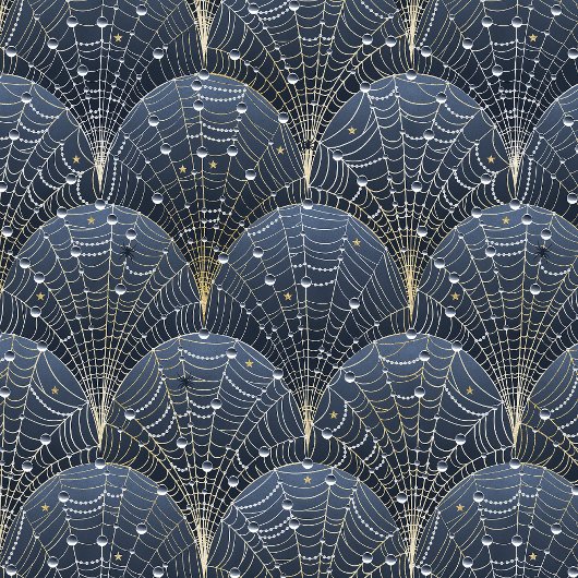 Elegante Witch Blue en Gold Art Deco Patroon Inpakpapier Vel