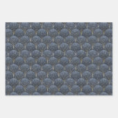 Elegante Witch Blue en Gold Art Deco Patroon Inpakpapier Vel (Voorkant)