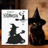 Elegante Witch Tarot Kat Maan & Sterren Leuk Hallo Briefkaart