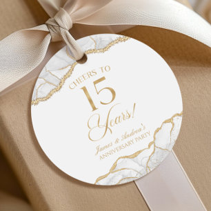 Elegante witgouden agaat 15e Jubileum partij Bedankjes Labels