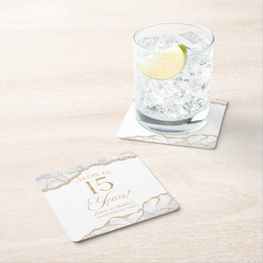 Elegante witgouden agaat 15e Jubileum partij Kartonnen Onderzetters (Insitu)