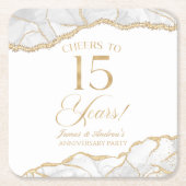 Elegante witgouden agaat 15e Jubileum partij Kartonnen Onderzetters (Voorkant)