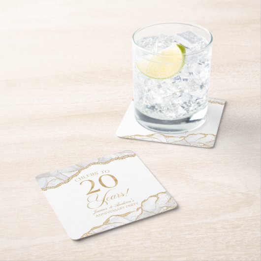 Elegante witgouden agaat 20e Jubileum partij Kartonnen Onderzetters (Insitu)