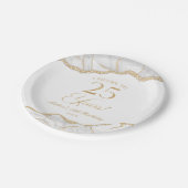 Elegante witgouden agaat 25e verjaardagsfeest papieren bordje (Gekanteld)