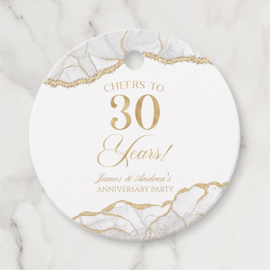 Elegante witgouden agaat 30e Jubileum partij Bedankjes Labels (Voorkant)