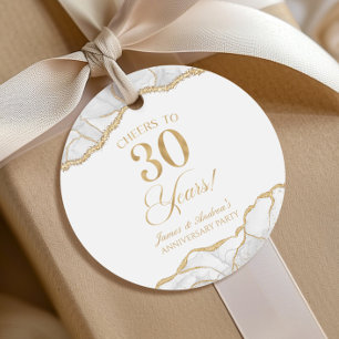 Elegante witgouden agaat 30e Jubileum partij Bedankjes Labels