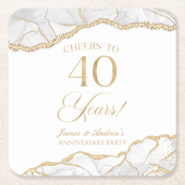 Elegante witgouden agaat 40e Jubileum partij Kartonnen Onderzetters