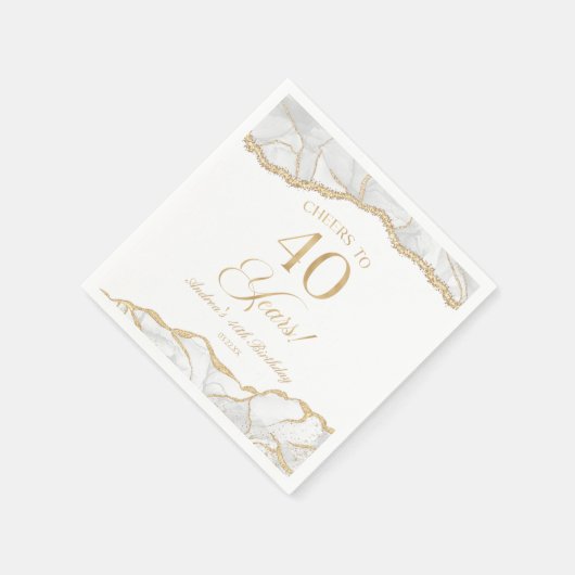 Elegante witgouden agaat 40e verjaardagsfeest servet (Hoek)