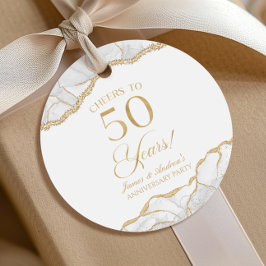 Elegante witgouden agaat 50e Jubileum partij Bedankjes Labels