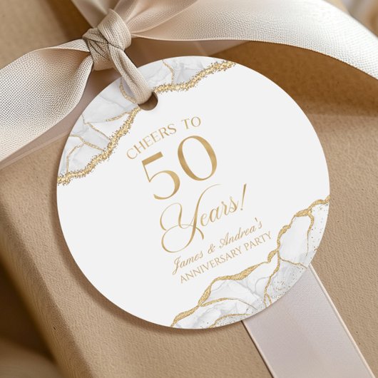 Elegante witgouden agaat 50e Jubileum partij Bedankjes Labels