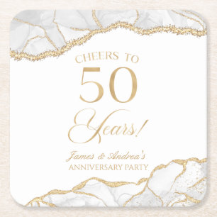 Elegante witgouden agaat 50e Jubileum partij Kartonnen Onderzetters