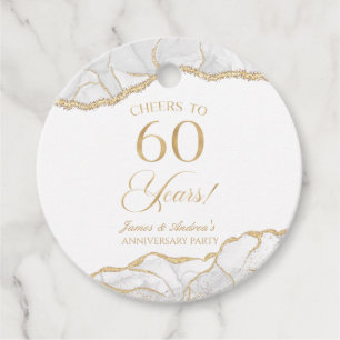 Elegante witgouden agaat 60e Jubileum partij Bedankjes Labels