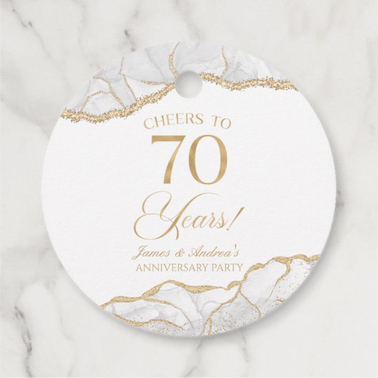 Elegante witgouden agaat 70e Jubileum partij Bedankjes Labels (Achterkant)