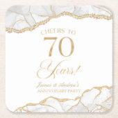 Elegante witgouden agaat 70e Jubileum partij Kartonnen Onderzetters (Voorkant)