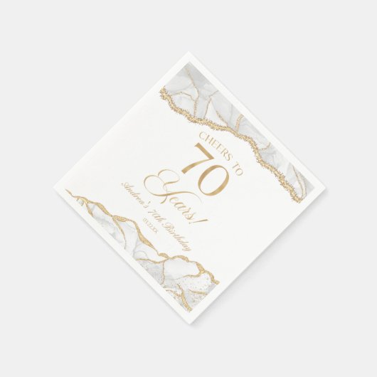 Elegante witgouden agaat 70e verjaardagsfeest servet (Hoek)