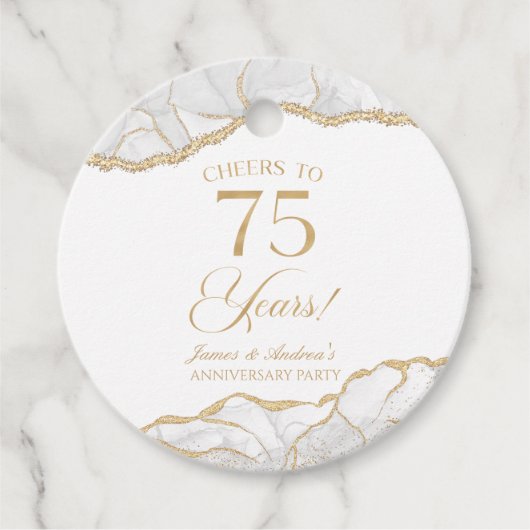 Elegante witgouden agaat 75e Jubileum partij Bedankjes Labels (Voorkant)