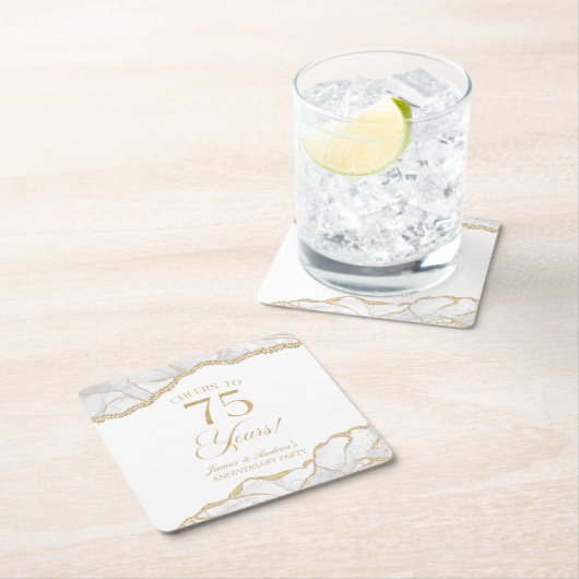 Elegante witgouden agaat 75e Jubileum partij Kartonnen Onderzetters (Insitu)