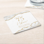 Elegante witgouden agaat 75e Jubileum partij Kartonnen Onderzetters (Schuin)