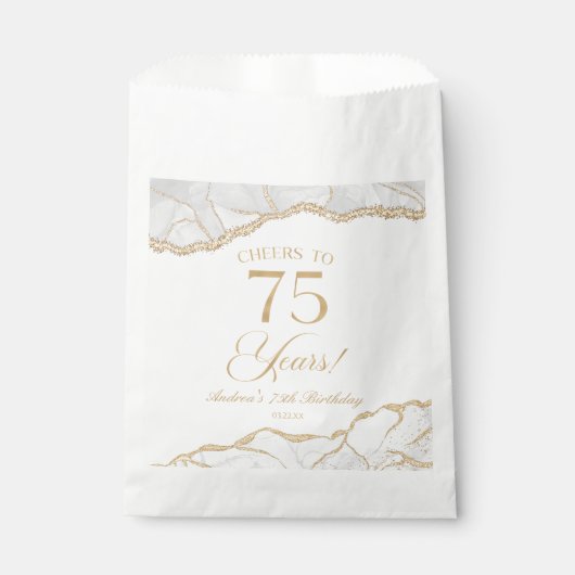 Elegante witgouden agaat 75e verjaardagsfeest bedankzakje (Voorkant)