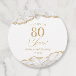 Elegante witgouden agaat 80e verjaardagsfeest bedankjes labels