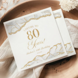 Elegante witgouden agaat 80e verjaardagsfeest servet