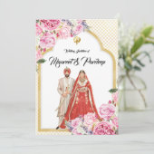 Elegante witgouden Anand Karaj uitnodigingskaart Kaart (Staand voorkant)