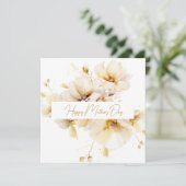 Elegante witgouden bloemen Moederdag Feestdagenkaart (Staand voorkant)