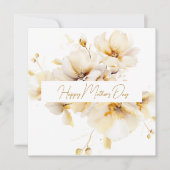 Elegante witgouden bloemen Moederdag Feestdagenkaart (Voorkant)