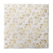 Elegante witgouden bloemen tegeltje (Voorkant)