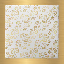 Elegante witgouden bloemen tegeltje