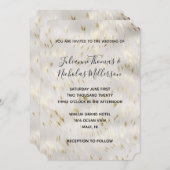 Elegante witgouden bruiloft kaart (Voorkant / Achterkant)