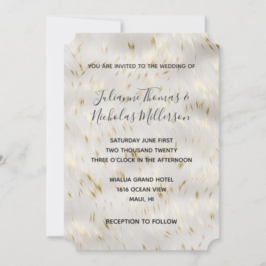 Elegante witgouden bruiloft kaart (Voorkant)