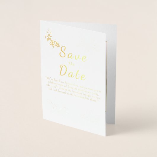 Elegante witgouden folie bewaar de datum Kaart (Voorkant)