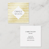 Elegante witgouden folie gestreepte met lijst vierkante visitekaartje (Voorkant / Achterkant)